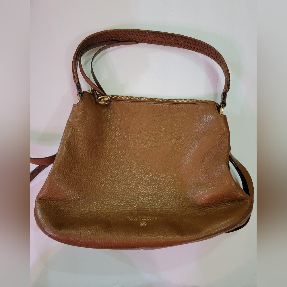 Michael Kors Brown Leather Shoulder Bag With Braided Strap
